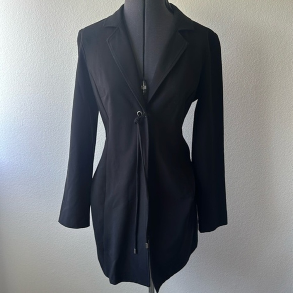 CAbi jacket black long ties in front size Small style #115 career comfort